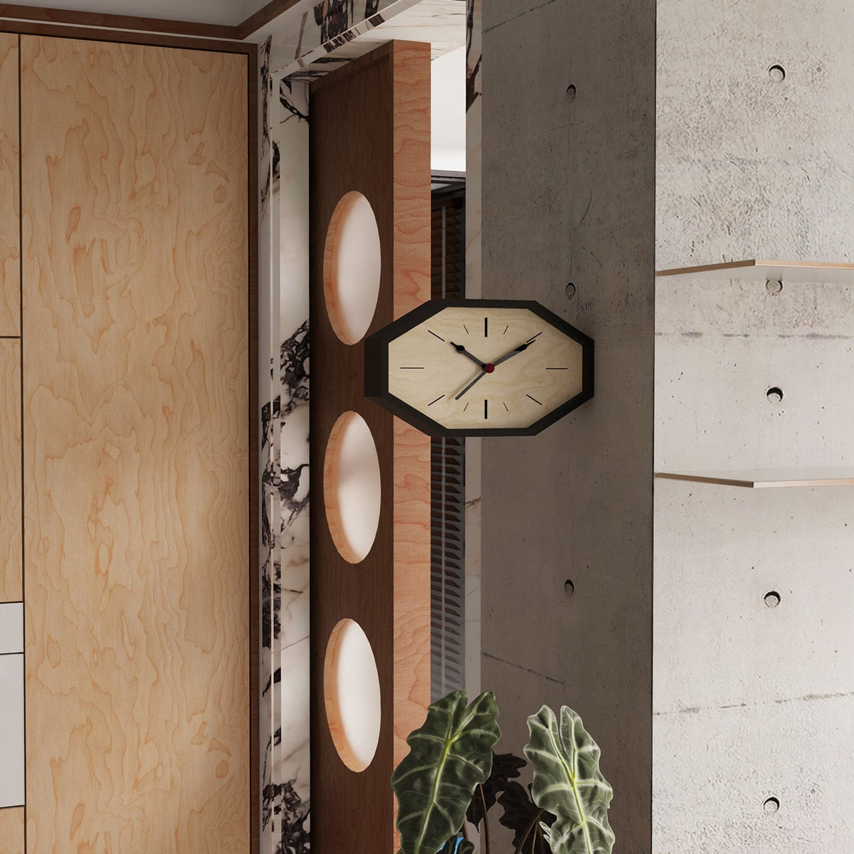 Octagon Dual-Sided Clock