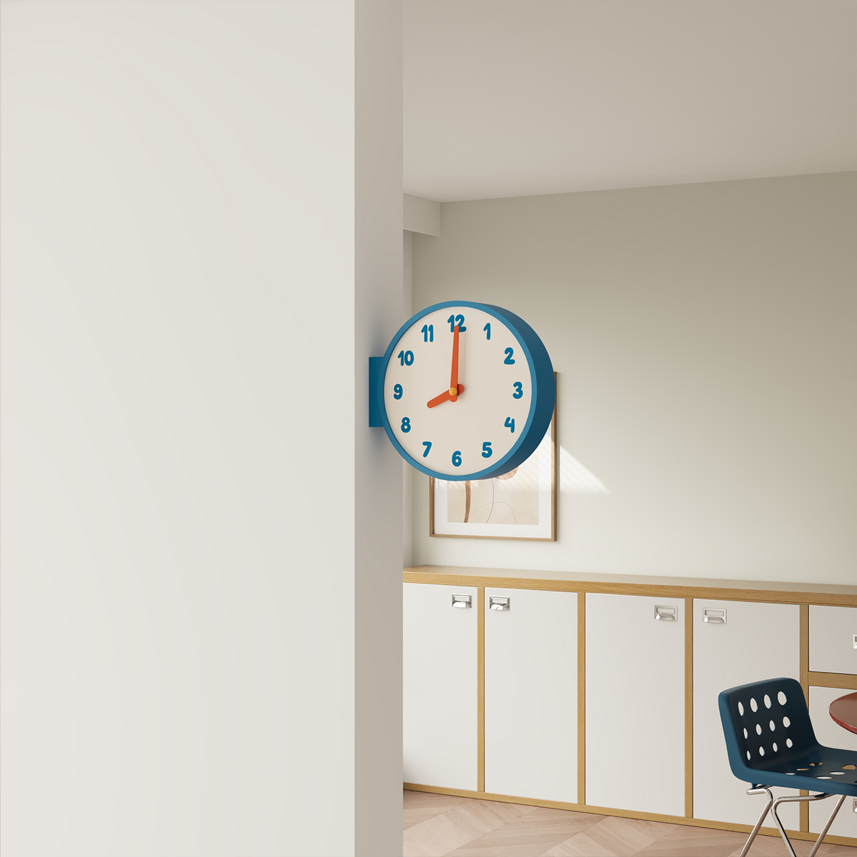 Blue Corner View Clock